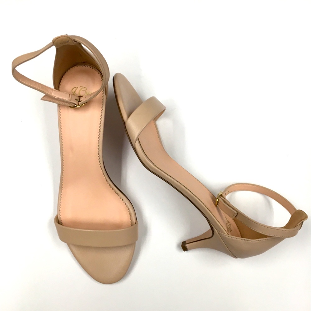 J Crew Leather Kitten Heel Ankle Strap Sandal 8 Sundrenched Sand Pink Wedding